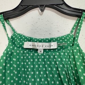 Endless Rose Green Polka Dot Pleated Cami Top